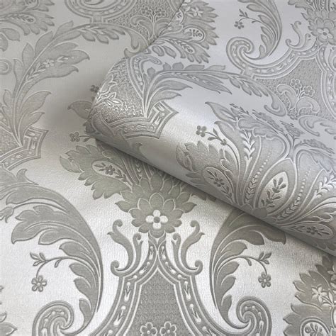 Metallic Silver Damask 